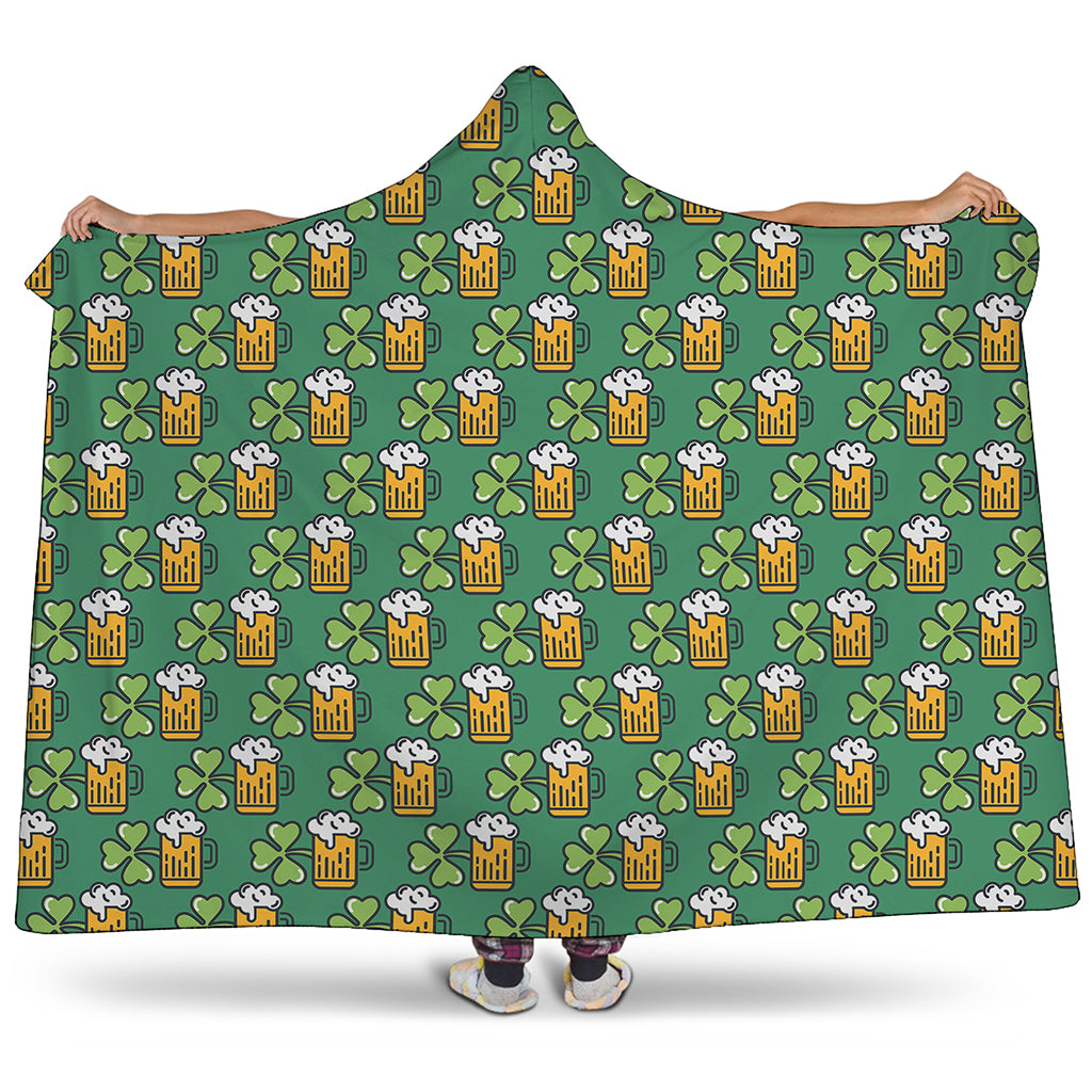 Cute Saint Patrick's Day Pattern Print Hooded Blanket