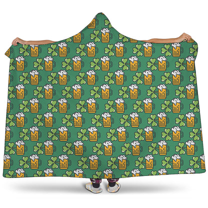 Cute Saint Patrick's Day Pattern Print Hooded Blanket