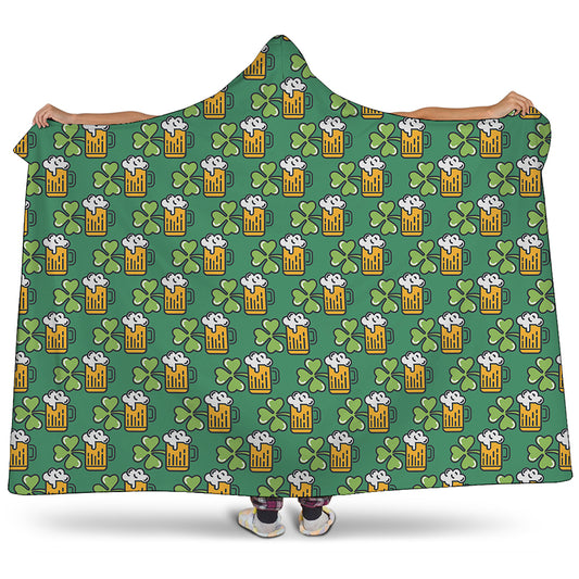 Cute Saint Patrick's Day Pattern Print Hooded Blanket