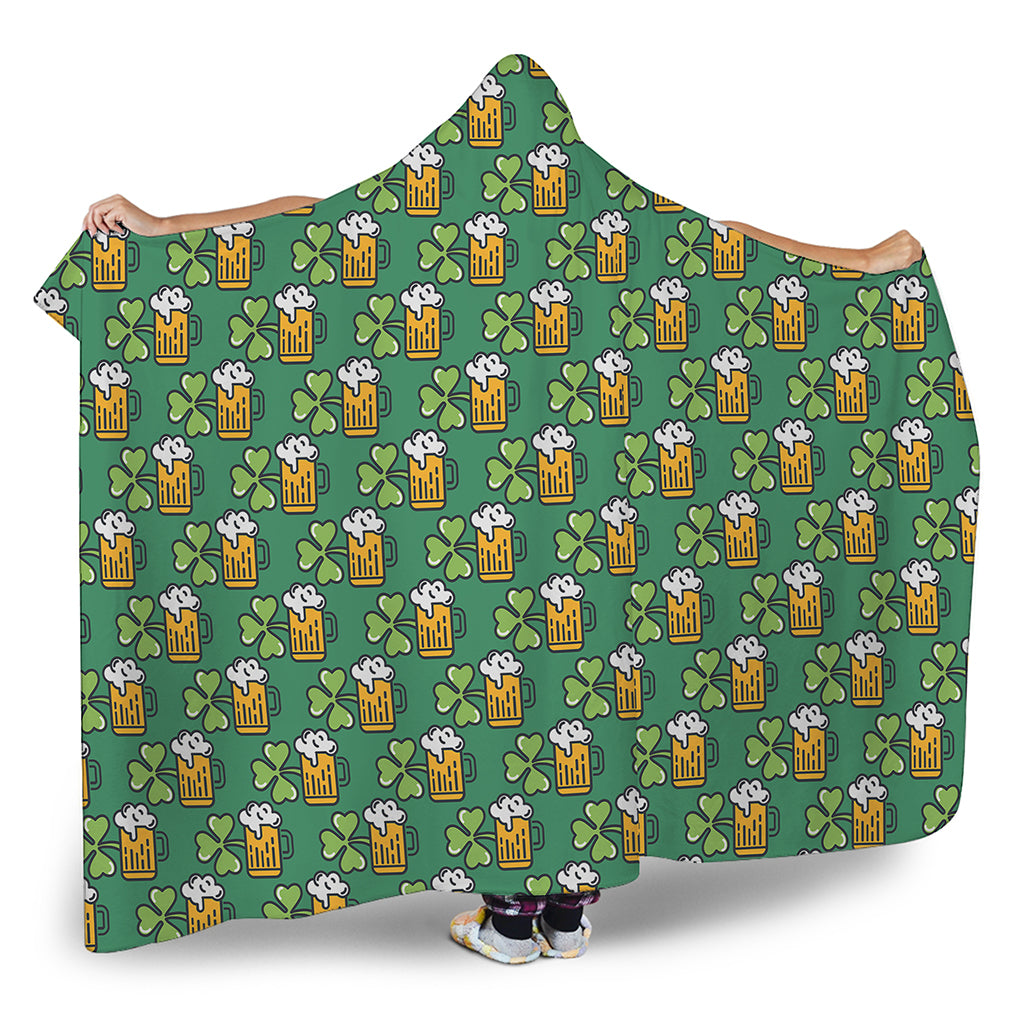Cute Saint Patrick's Day Pattern Print Hooded Blanket