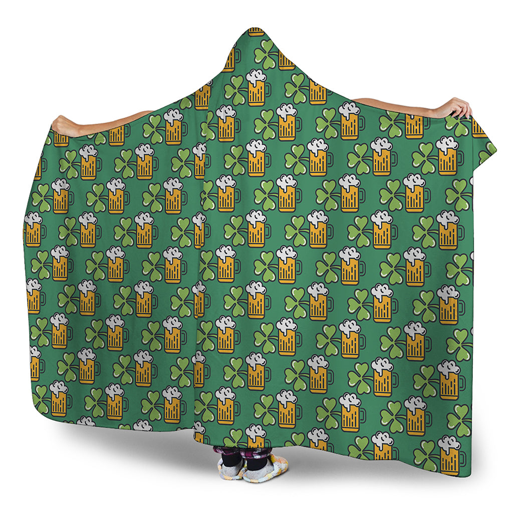 Cute Saint Patrick's Day Pattern Print Hooded Blanket