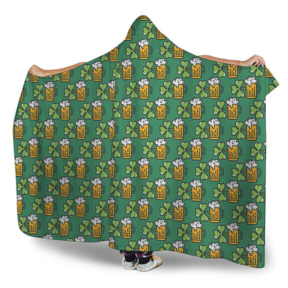 Cute Saint Patrick's Day Pattern Print Hooded Blanket