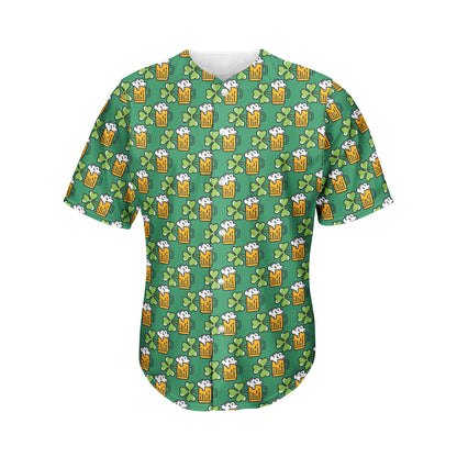 Cute Saint Patrick's Day Pattern Print Men's Baseball Jersey