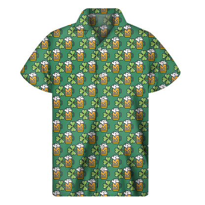 Cute Saint Patrick's Day Pattern Print Men's Short Sleeve Shirt