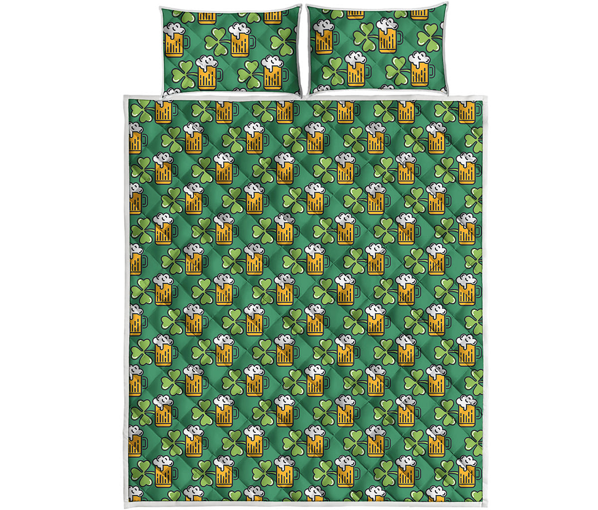 Cute Saint Patrick's Day Pattern Print Quilt Bed Set