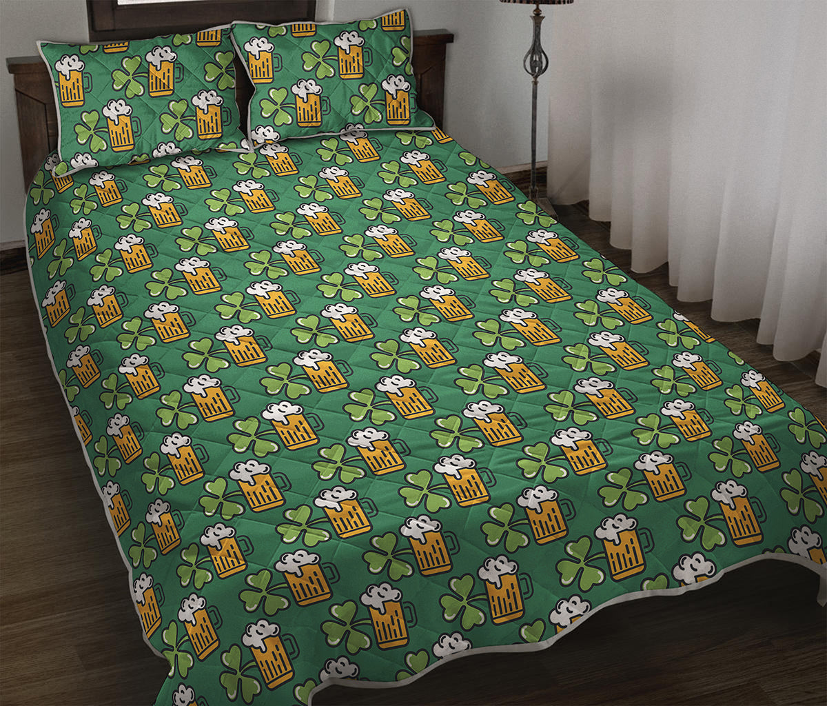 Cute Saint Patrick's Day Pattern Print Quilt Bed Set