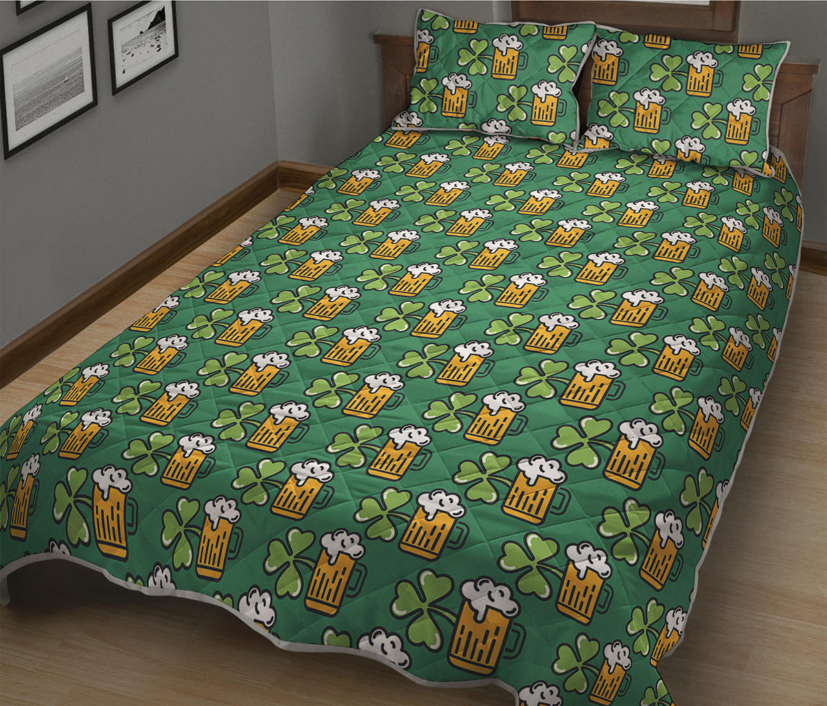 Cute Saint Patrick's Day Pattern Print Quilt Bed Set