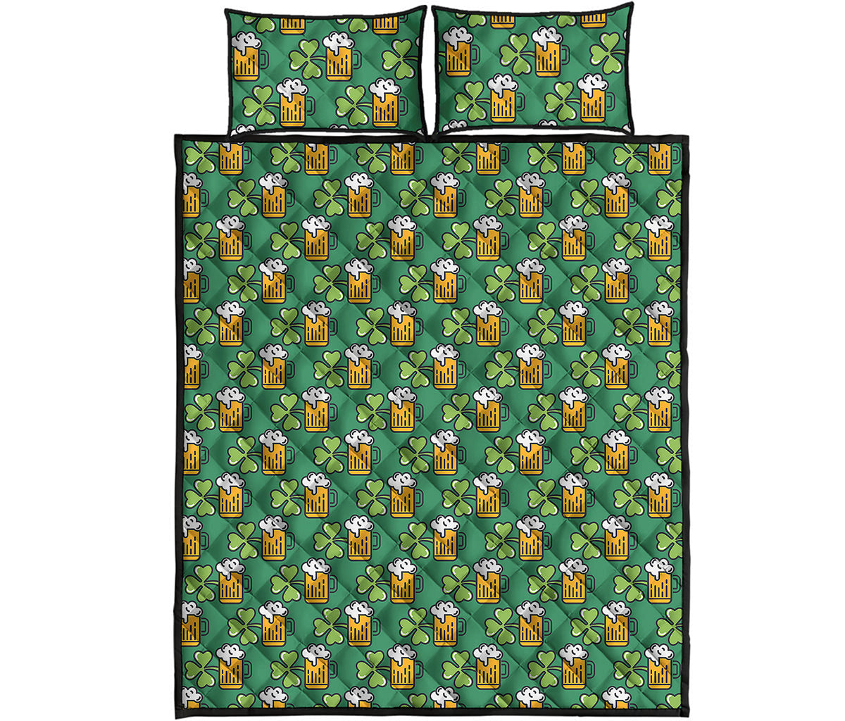 Cute Saint Patrick's Day Pattern Print Quilt Bed Set