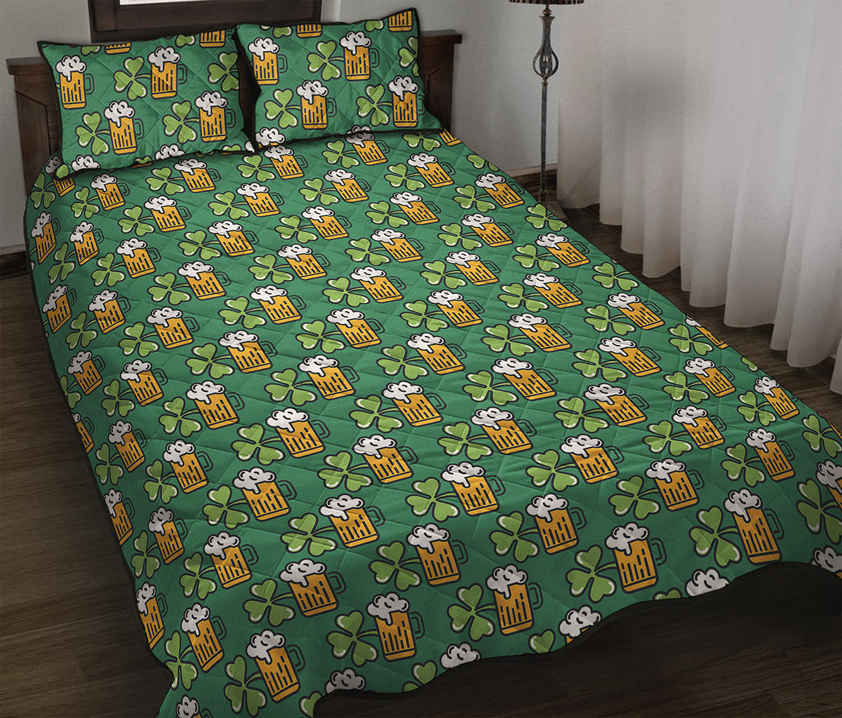 Cute Saint Patrick's Day Pattern Print Quilt Bed Set