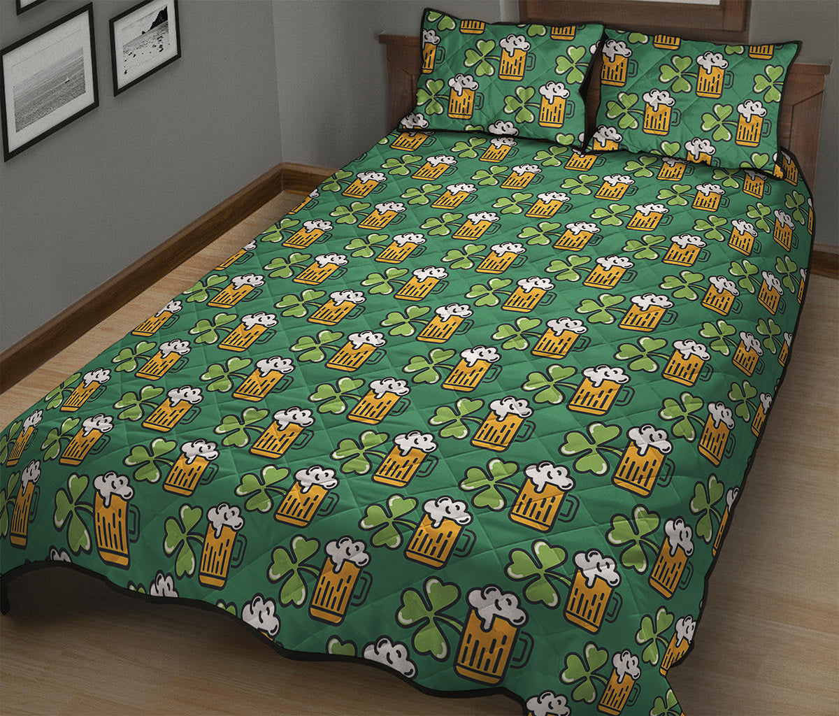 Cute Saint Patrick's Day Pattern Print Quilt Bed Set