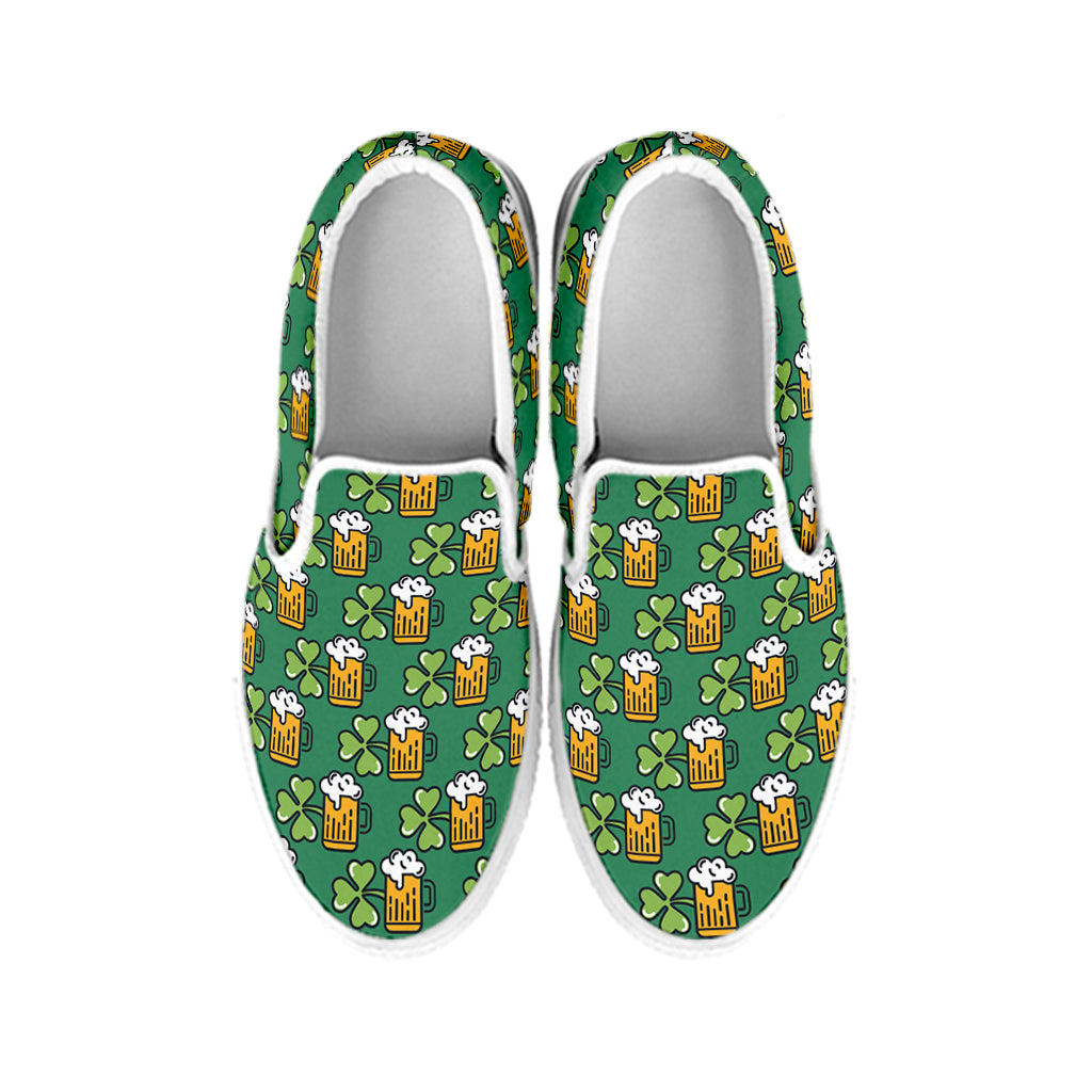 Cute Saint Patrick's Day Pattern Print White Slip On Shoes