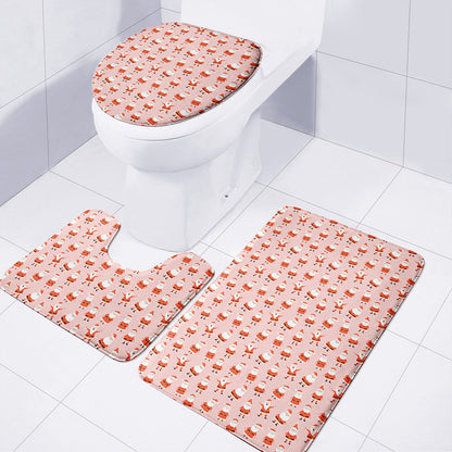 Cute Santa Claus Pattern Print 3 Piece Bath Mat Set