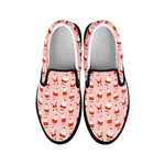 Cute Santa Claus Pattern Print Black Slip On Shoes