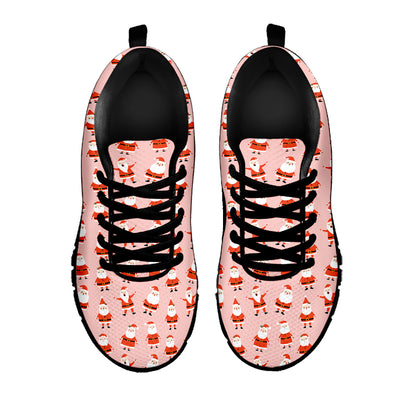 Cute Santa Claus Pattern Print Black Sneakers