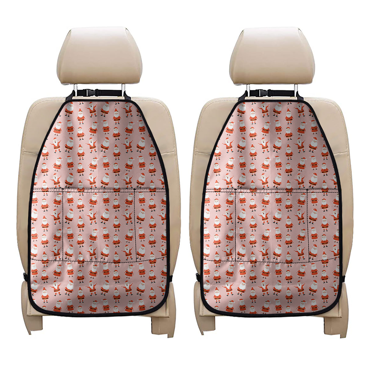 Cute Santa Claus Pattern Print Car Seat Organizers