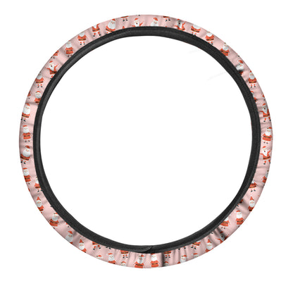Cute Santa Claus Pattern Print Car Steering Wheel Cover