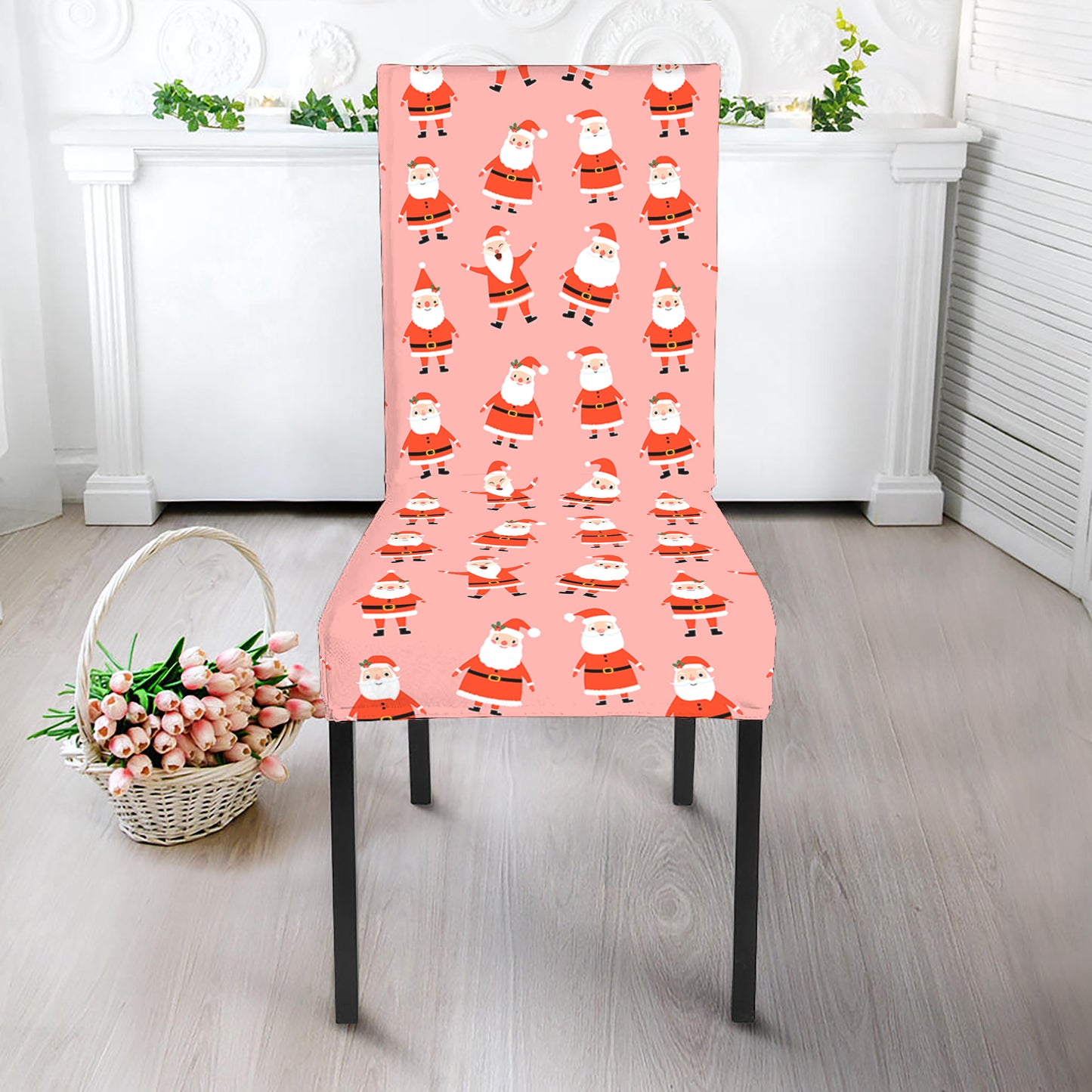 Cute Santa Claus Pattern Print Dining Chair Slipcover