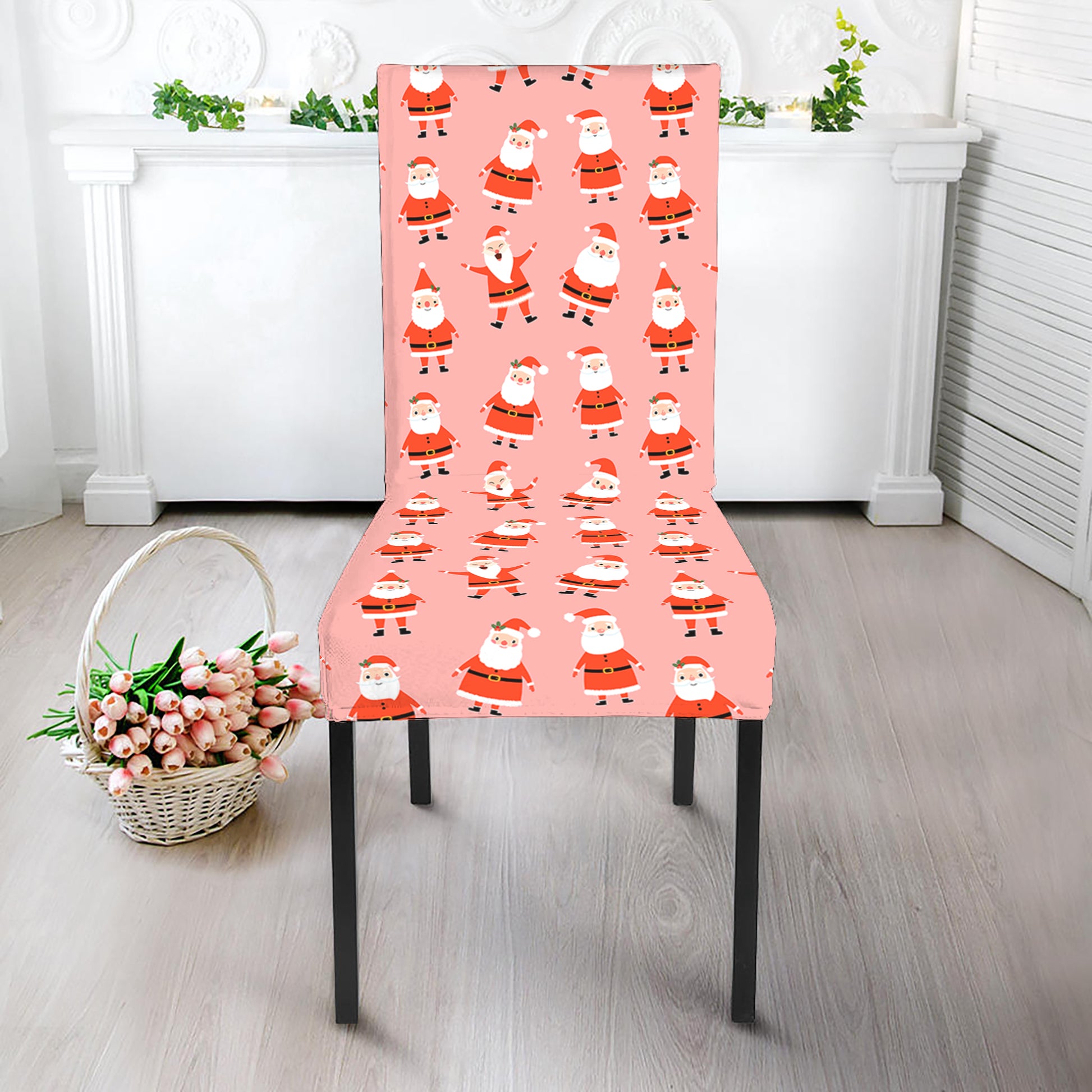 Cute Santa Claus Pattern Print Dining Chair Slipcover