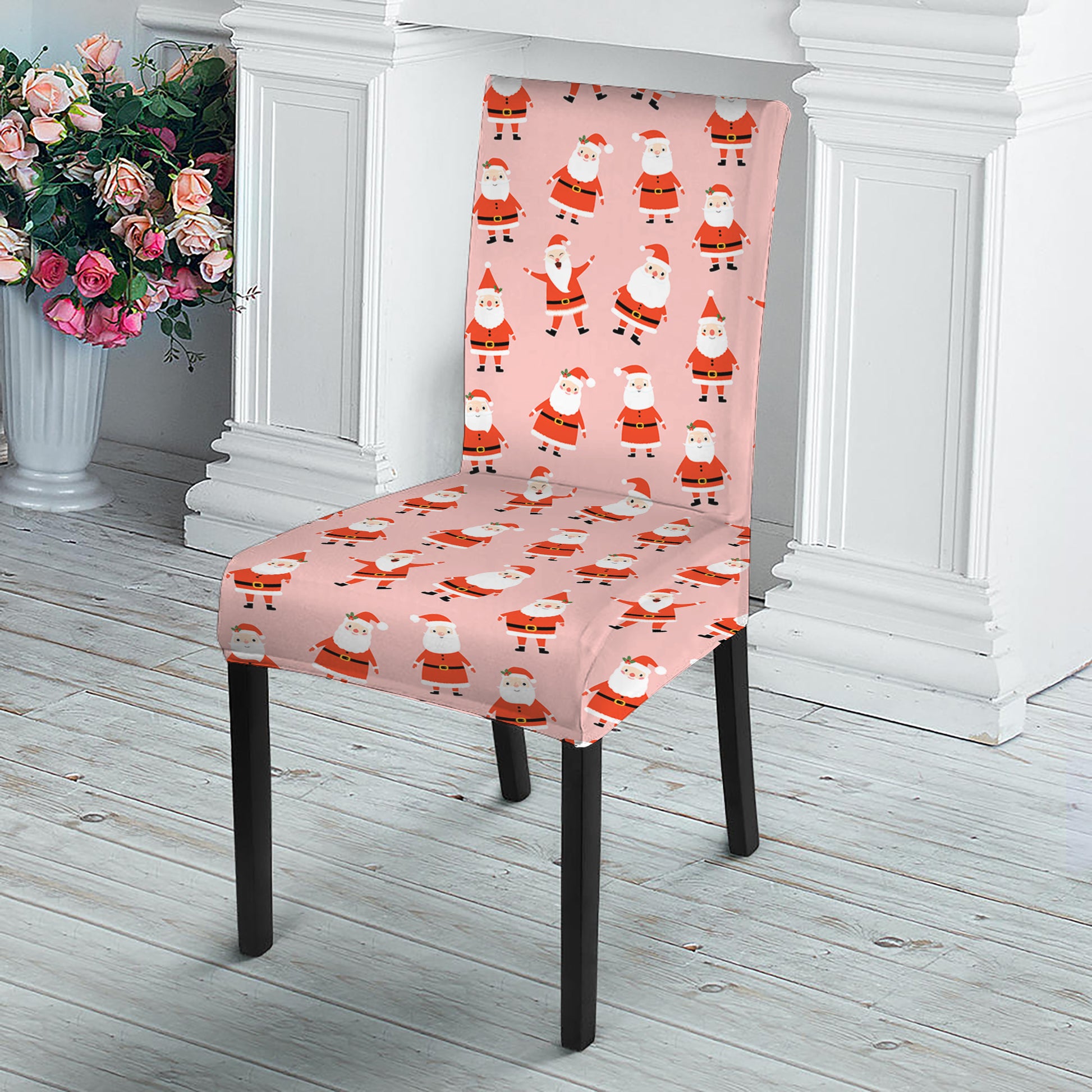 Cute Santa Claus Pattern Print Dining Chair Slipcover