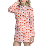 Cute Santa Claus Pattern Print Hoodie Dress