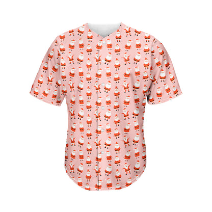 Cute Santa Claus Pattern Print Men's Baseball Jersey