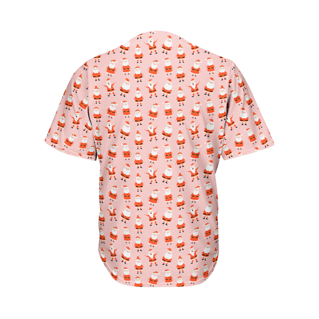 Cute Santa Claus Pattern Print Men's Baseball Jersey