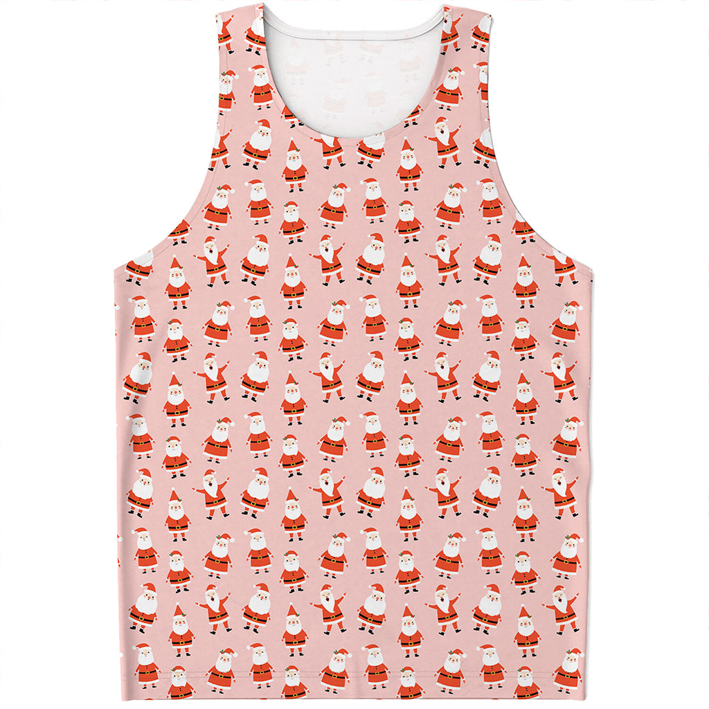 Cute Santa Claus Pattern Print Men's Tank Top