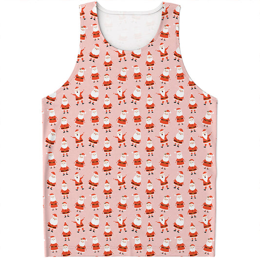 Cute Santa Claus Pattern Print Men's Tank Top