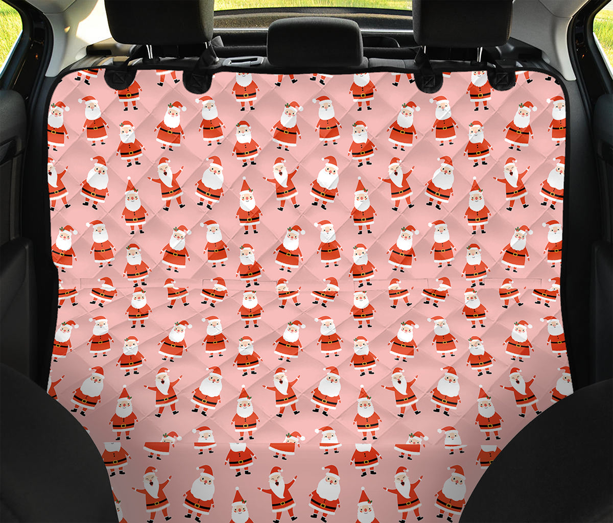 Cute Santa Claus Pattern Print Pet Car Back Seat Cover