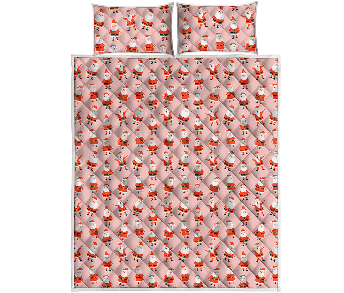 Cute Santa Claus Pattern Print Quilt Bed Set