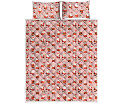 Cute Santa Claus Pattern Print Quilt Bed Set