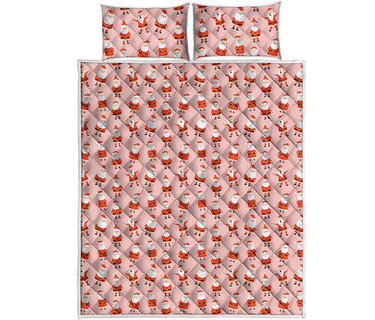 Cute Santa Claus Pattern Print Quilt Bed Set