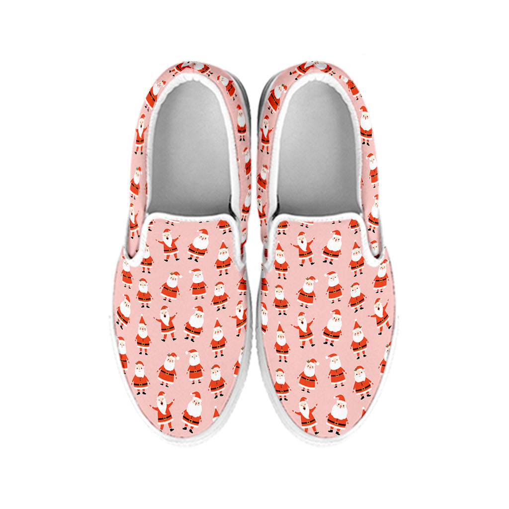 Cute Santa Claus Pattern Print White Slip On Shoes