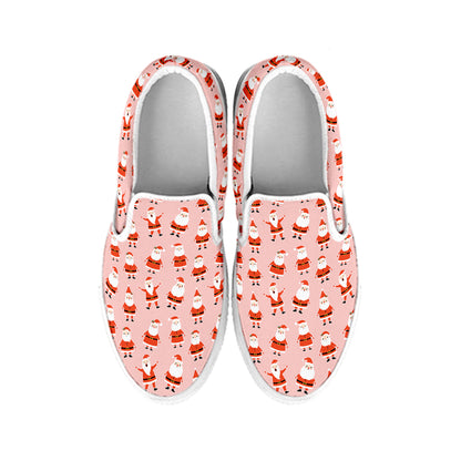 Cute Santa Claus Pattern Print White Slip On Shoes