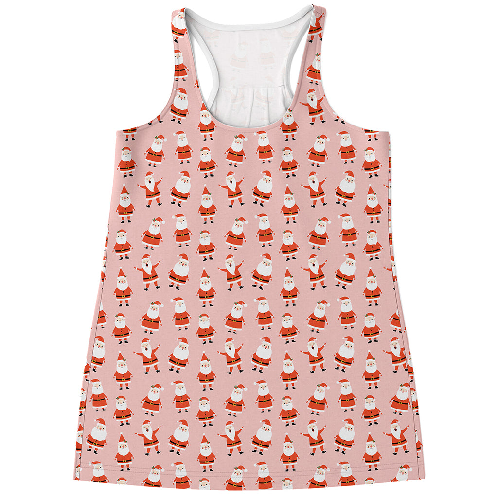 Cute Santa Claus Pattern Print Women's Racerback Tank Top