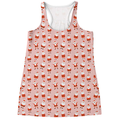 Cute Santa Claus Pattern Print Women's Racerback Tank Top