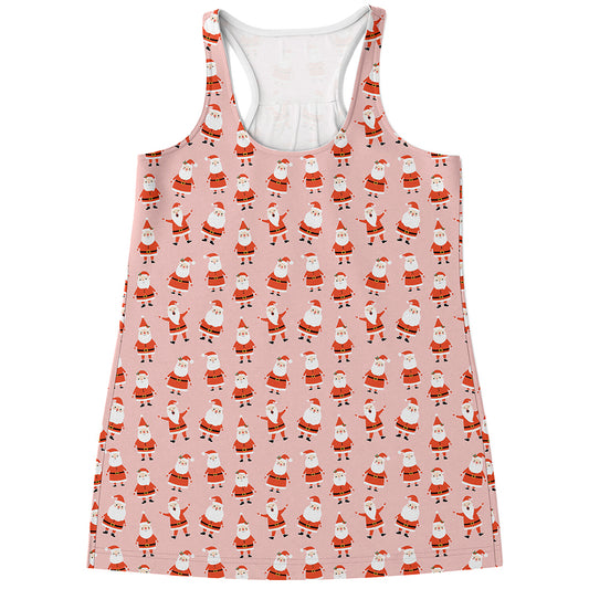 Cute Santa Claus Pattern Print Women's Racerback Tank Top