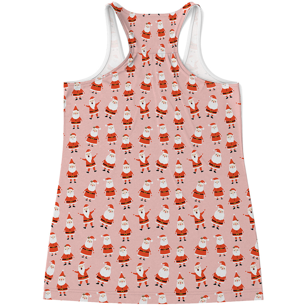 Cute Santa Claus Pattern Print Women's Racerback Tank Top