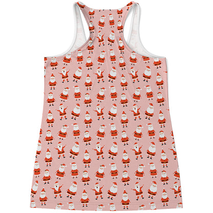 Cute Santa Claus Pattern Print Women's Racerback Tank Top