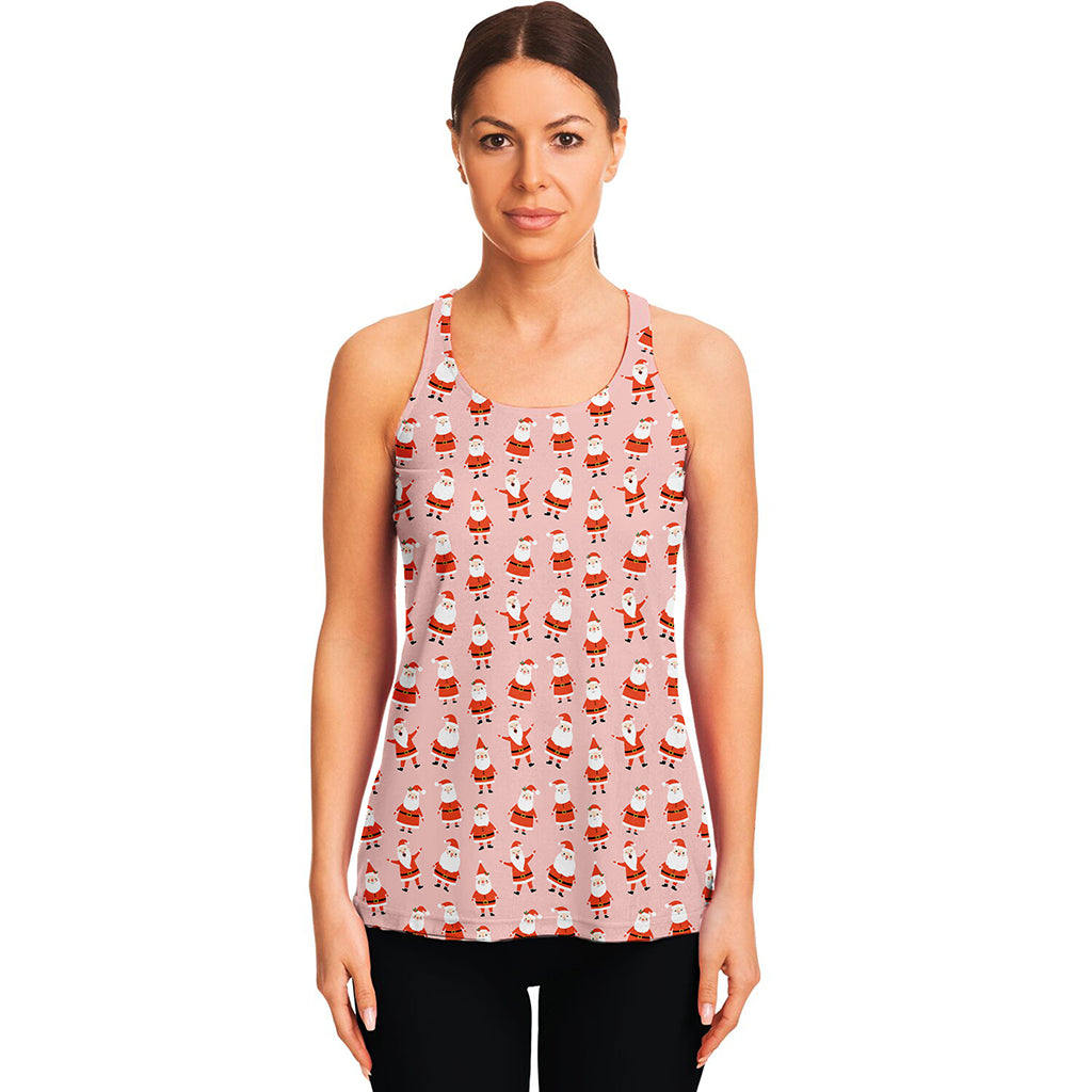 Cute Santa Claus Pattern Print Women's Racerback Tank Top