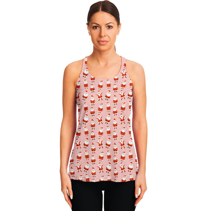 Cute Santa Claus Pattern Print Women's Racerback Tank Top