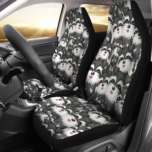 Cute Schnauzer Faces Universal Fit Car Seat Covers GearFrost