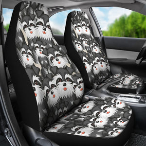 Cute Schnauzer Faces Universal Fit Car Seat Covers GearFrost