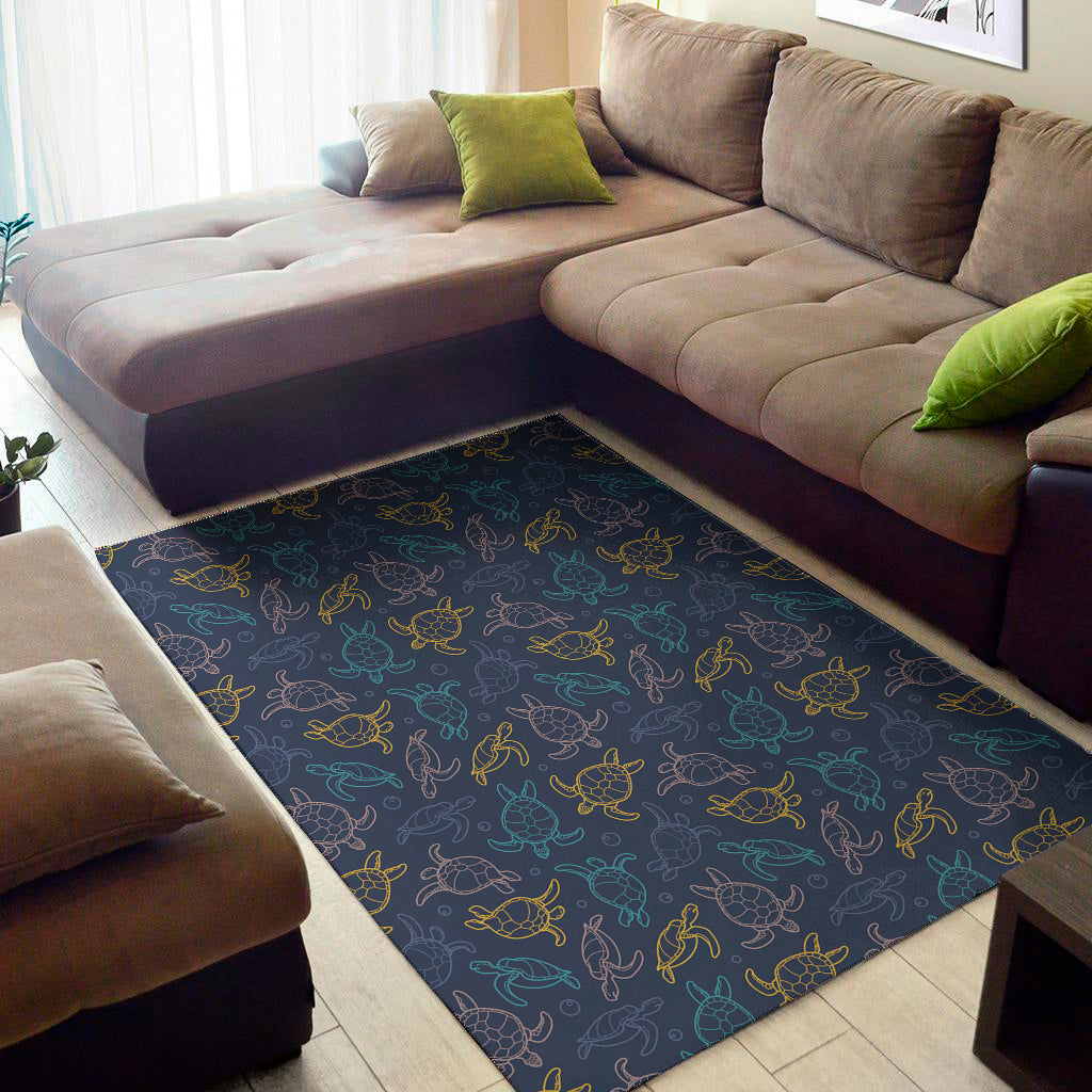 Cute Sea Turtle Pattern Print Area Rug