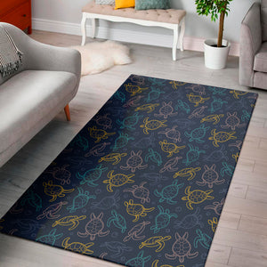 Cute Sea Turtle Pattern Print Area Rug