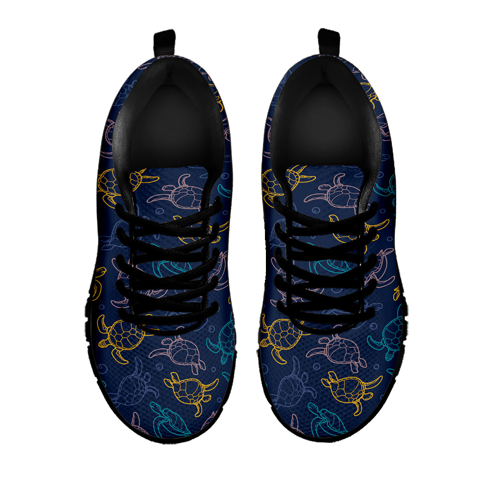 Cute Sea Turtle Pattern Print Black Sneakers