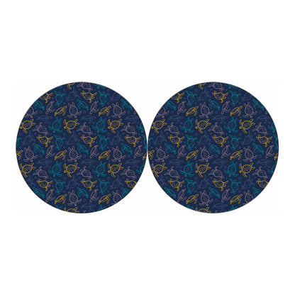 Cute Sea Turtle Pattern Print Car Coasters