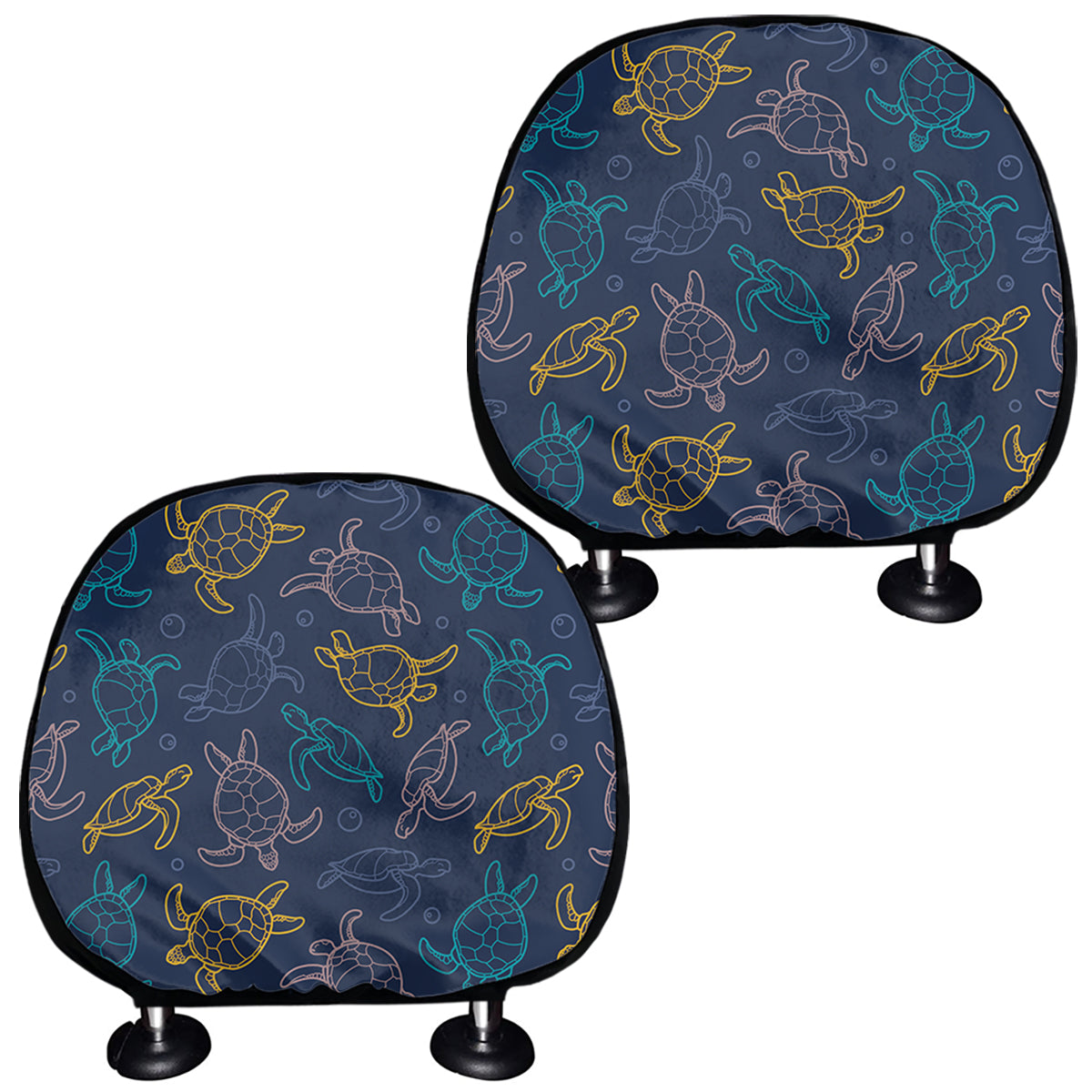 Cute Sea Turtle Pattern Print Car Headrest Covers