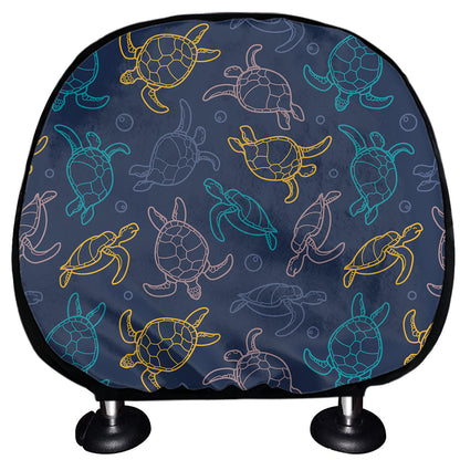 Cute Sea Turtle Pattern Print Car Headrest Covers