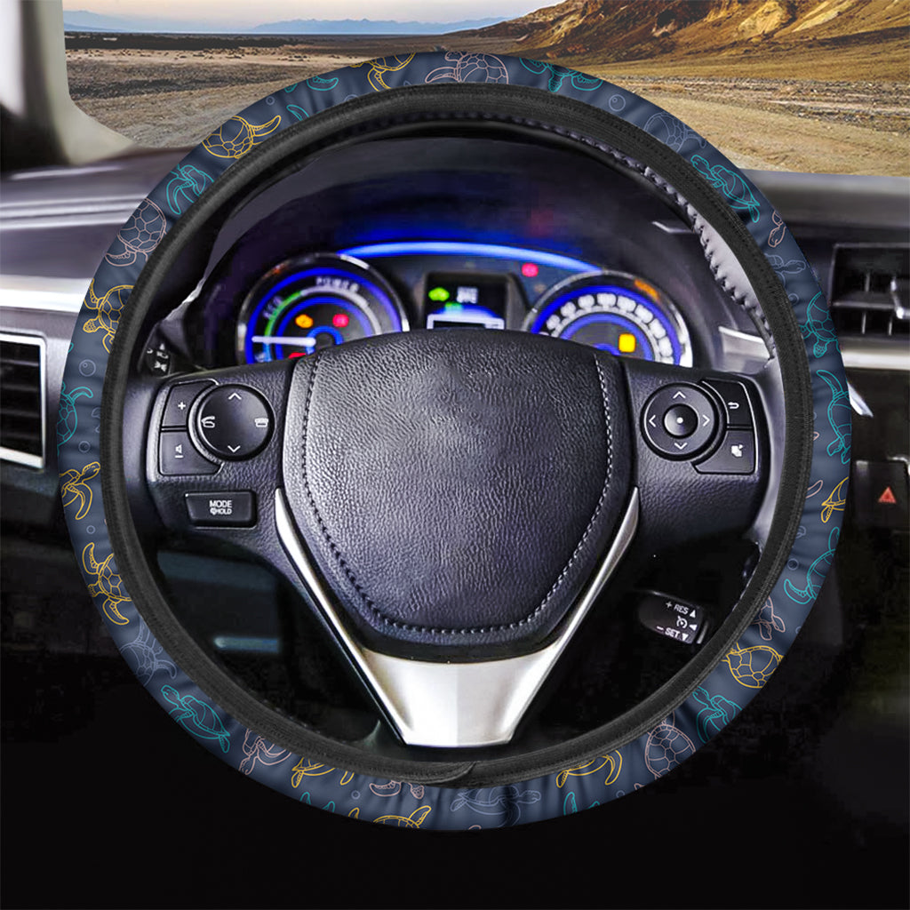 Cute Sea Turtle Pattern Print Car Steering Wheel Cover